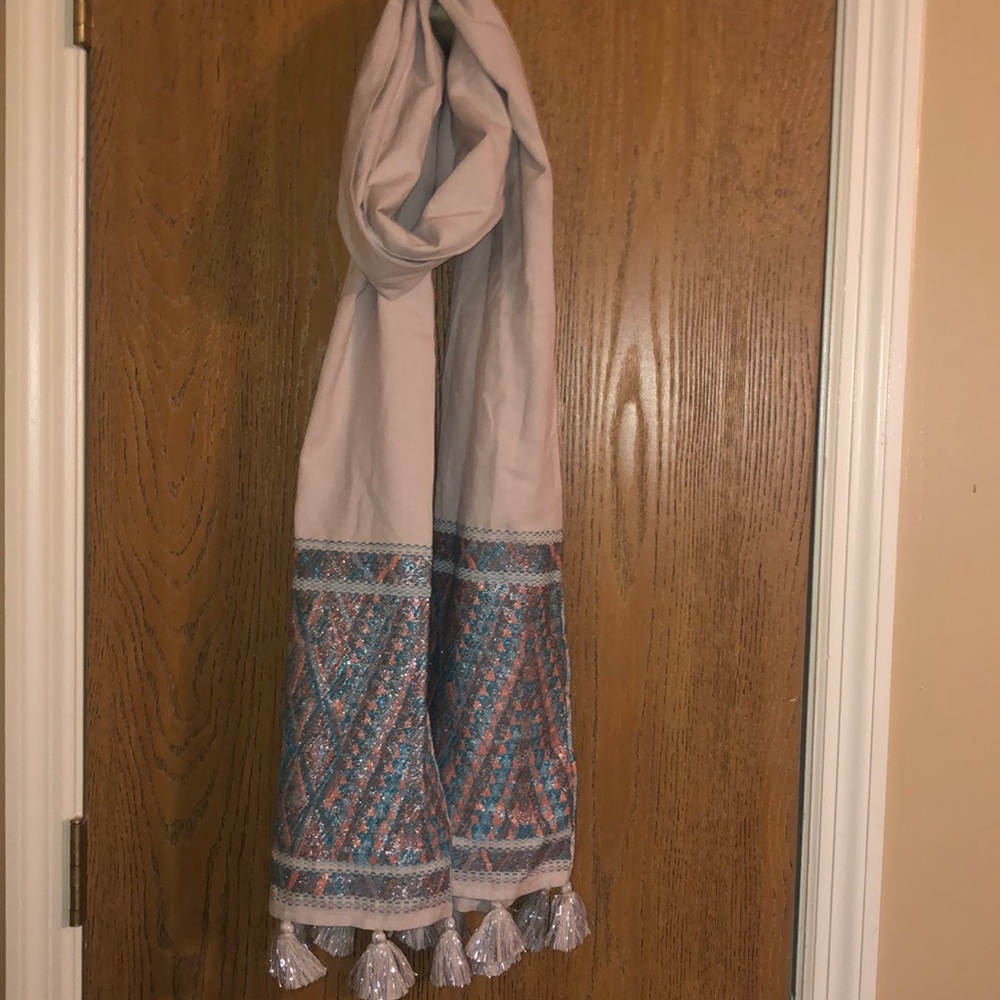 A embroidered J Crew Scarf